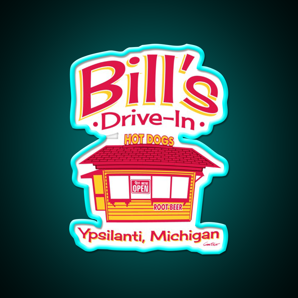 Bills Drive In Hot Dog Stand Beer Bar Decor Led Neon Sign Rgb Color - Size and dimension reference