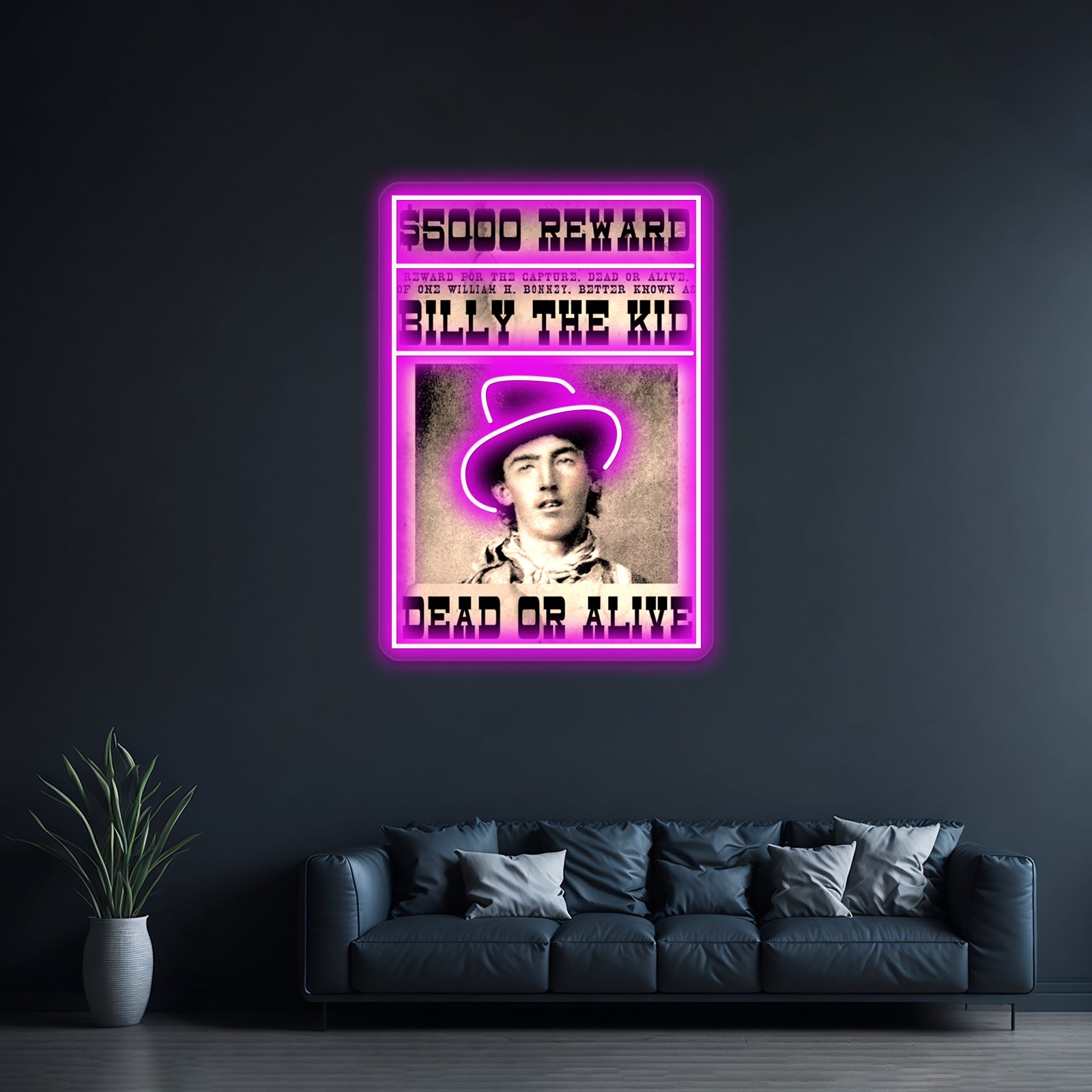 Billy The Kid Vintage Restored Wanted Poster Wall Artwork Neon Signs | Shineneon
