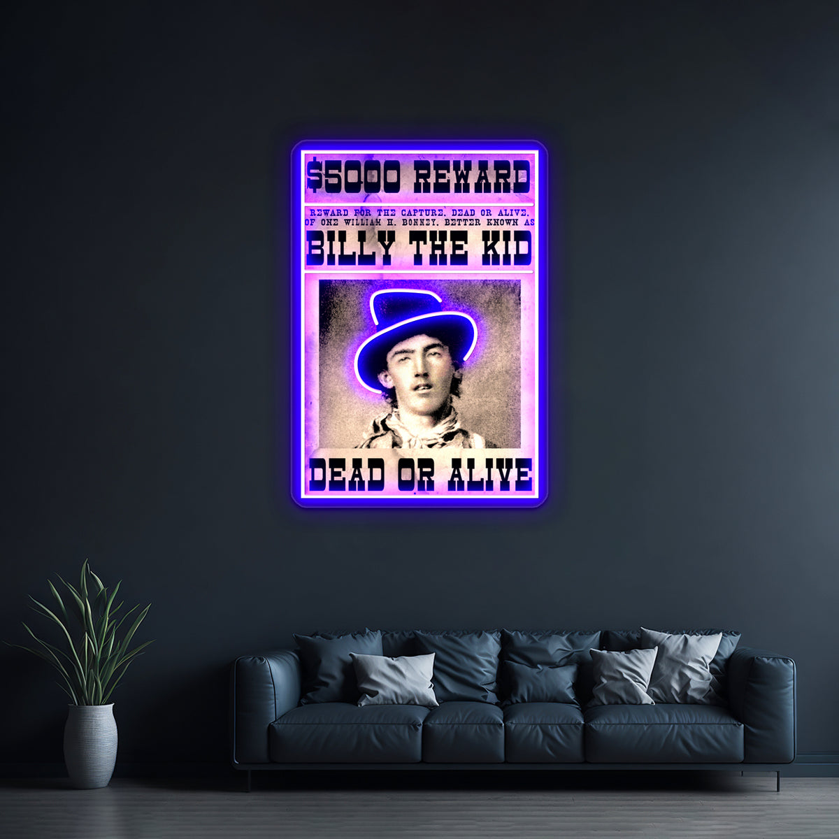 Billy The Kid Vintage Restored Wanted Poster Wall Artwork Neon Signs | Shineneon