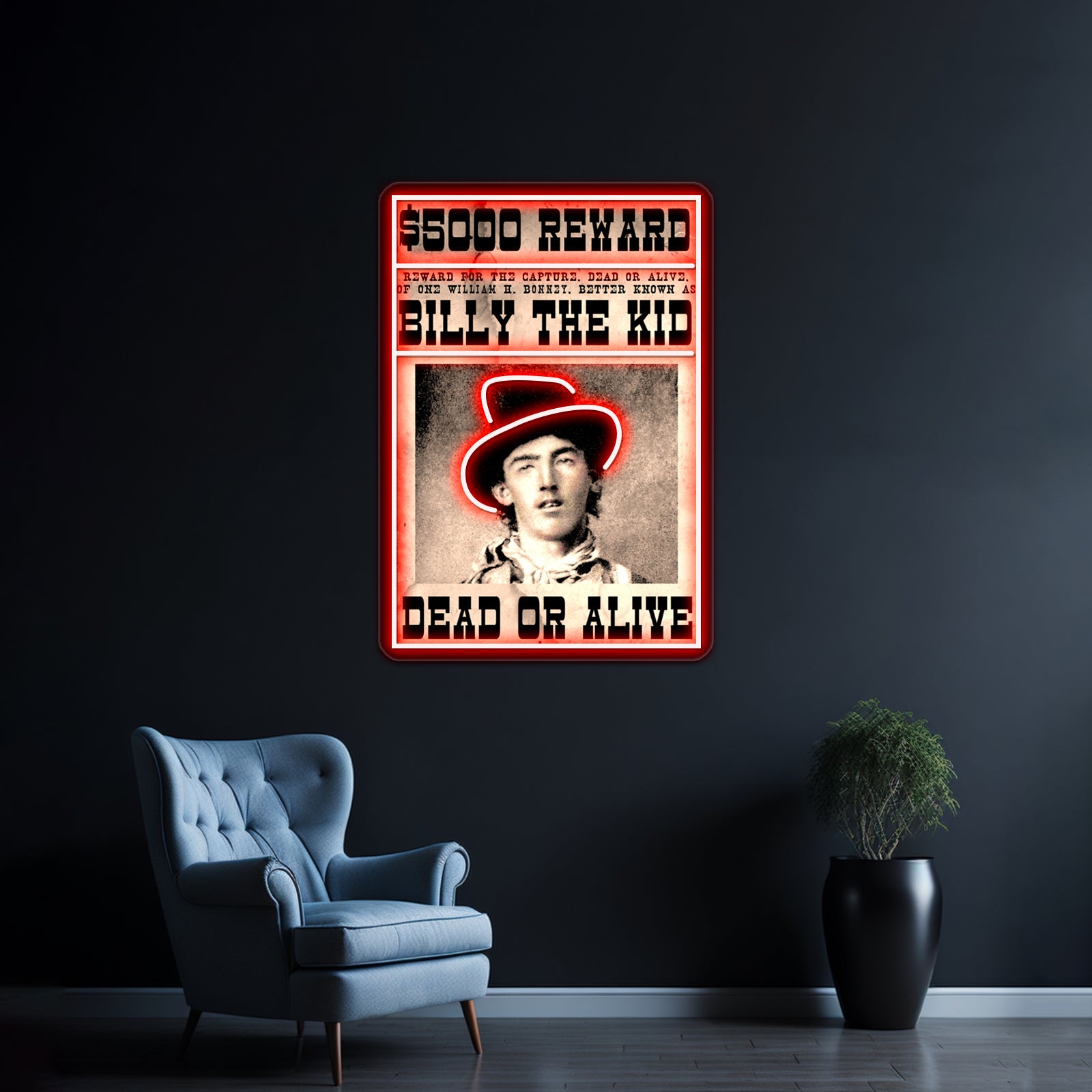 Billy The Kid Vintage Restored Wanted Poster Wall Artwork Neon Signs | Shineneon