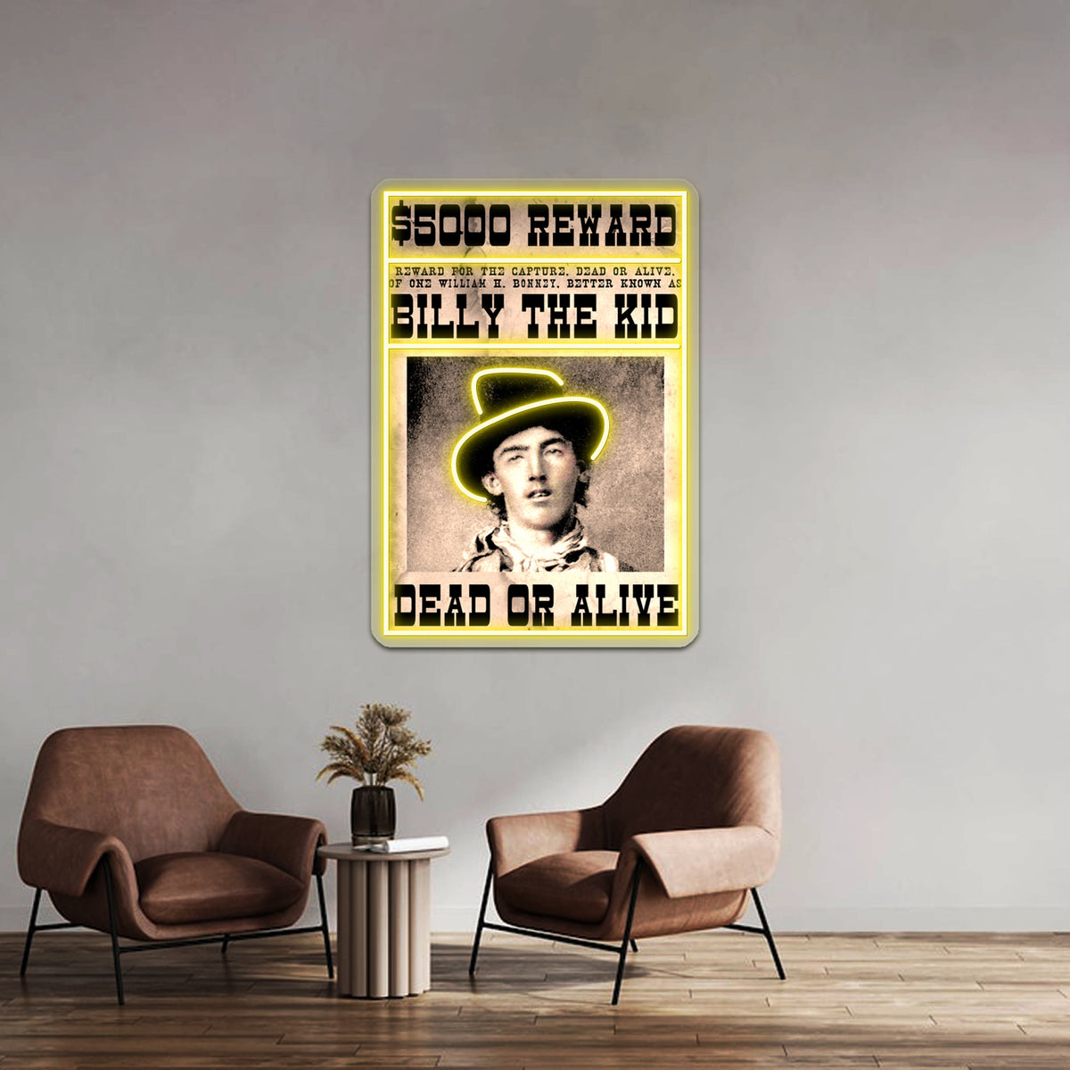 Billy The Kid Vintage Restored Wanted Poster Wall Artwork Neon Signs | Shineneon