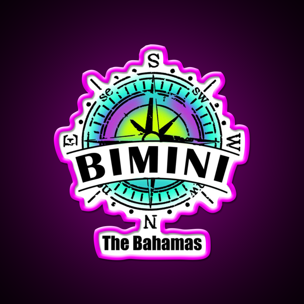 Bimini The Bahamas Cocktail Bar Decor Led Neon Sign Rgb Color - Neon sign mounted on wall in room