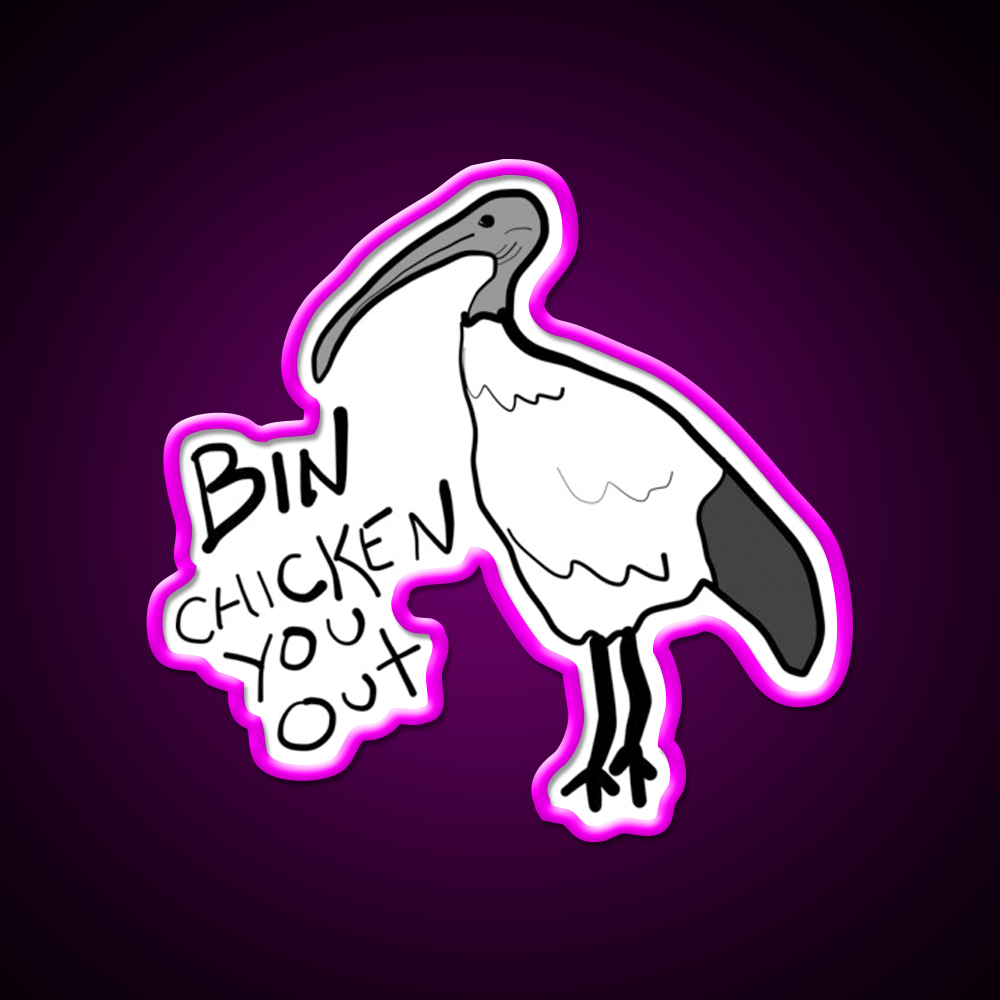 Bin Chicken You Out Ibis Style Beer Bar Decor Led Neon Sign Rgb Color - Neon sign mounted on wall in room