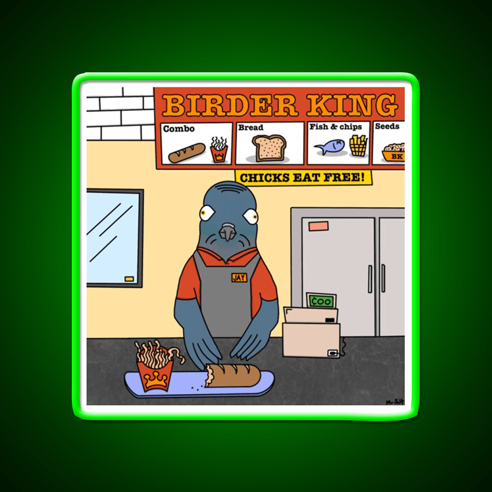Birder King Fast Food Led Neon Sign For Burger Place Rgb Color - Shineneon