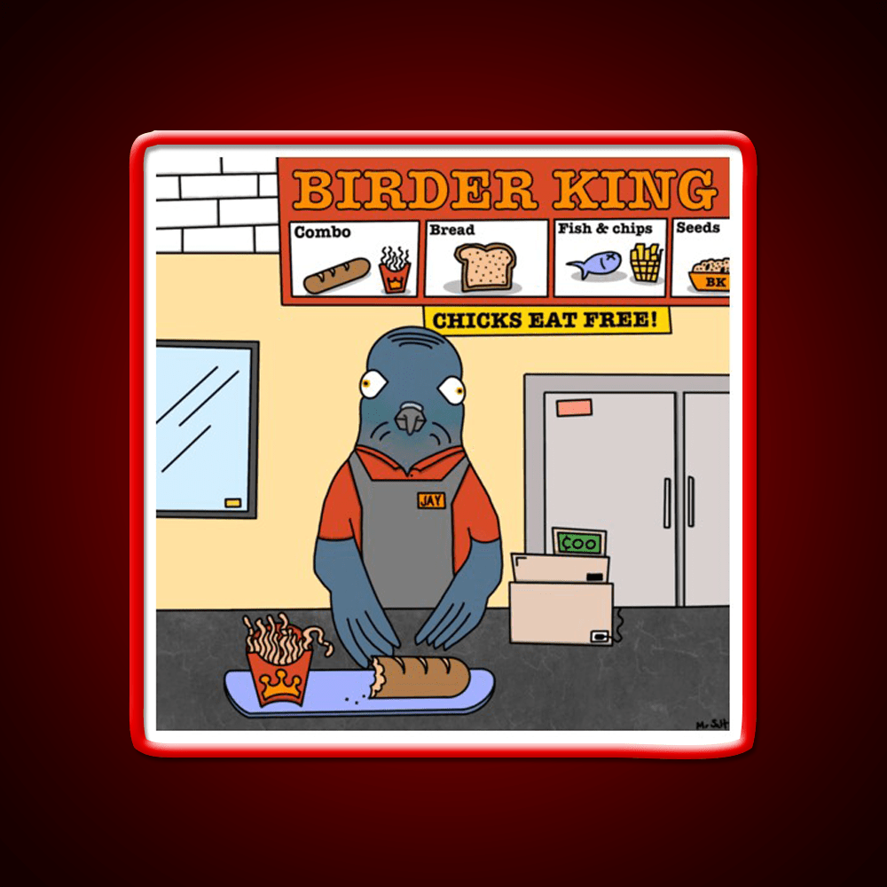 Birder King Fast Food Led Neon Sign For Burger Place Rgb Color - Shineneon