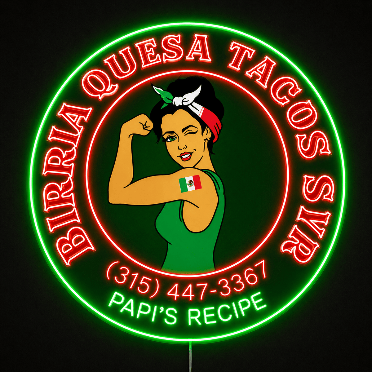 BIRRIA QUESA TACOS SYR Custom LED Neon Sign - Shineneon