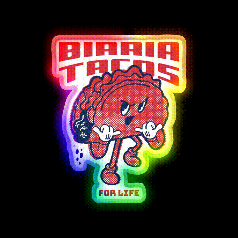 Birria Taco Led Neon Sign Mexican Food Sign Rgb Color - LED neon sign close-up detail