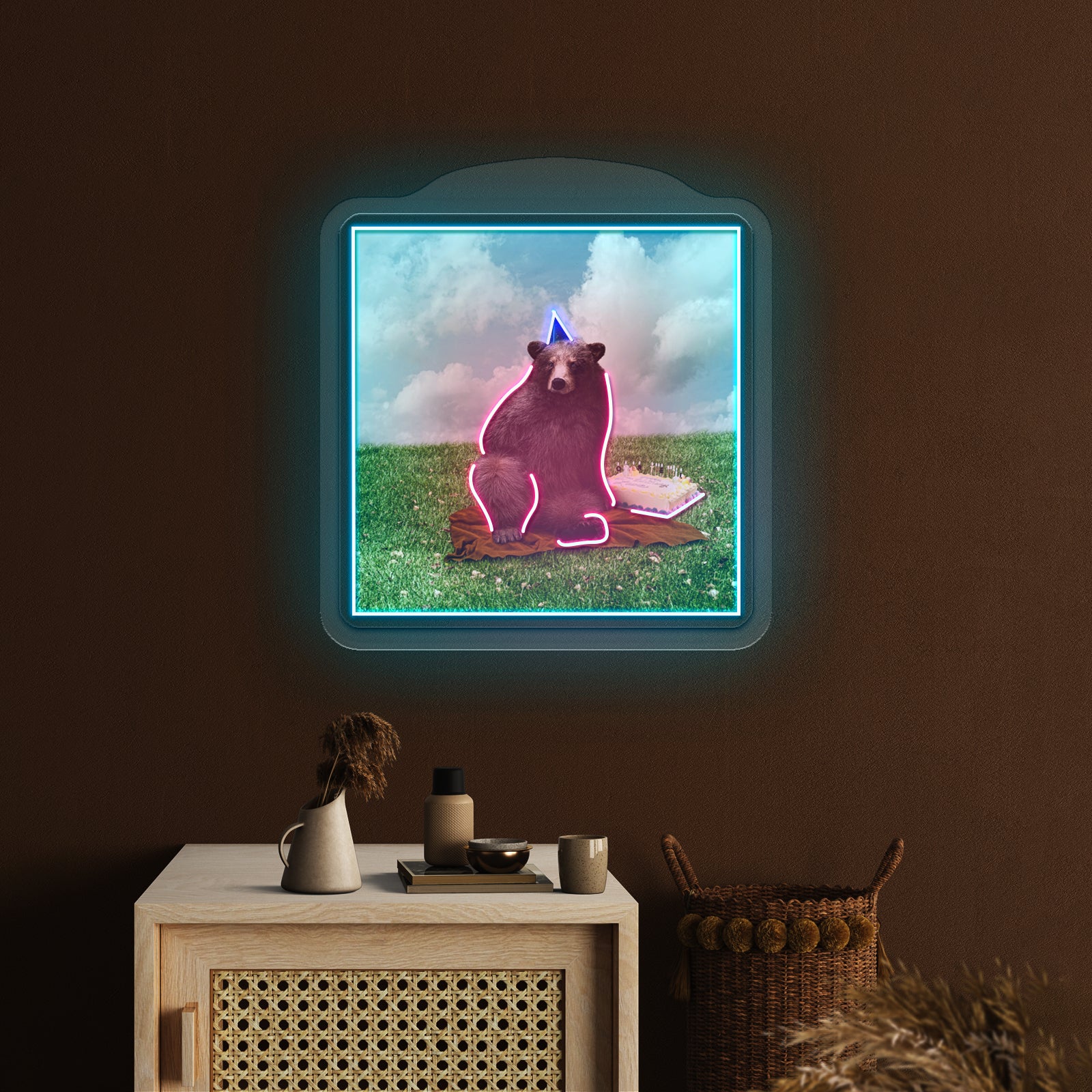 Birthday Bear Artwork Led Neon Sign