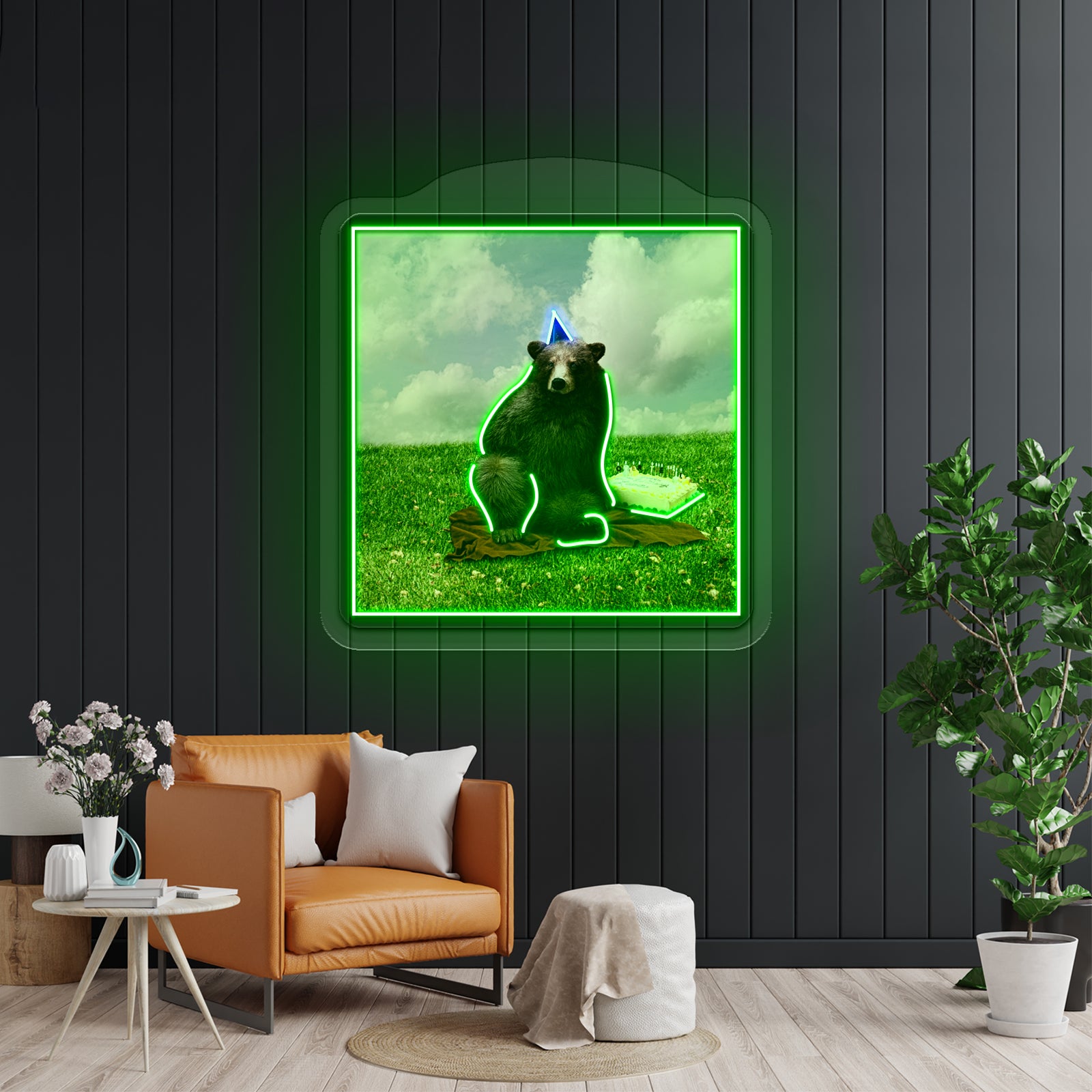 Birthday Bear Artwork Led Neon Sign