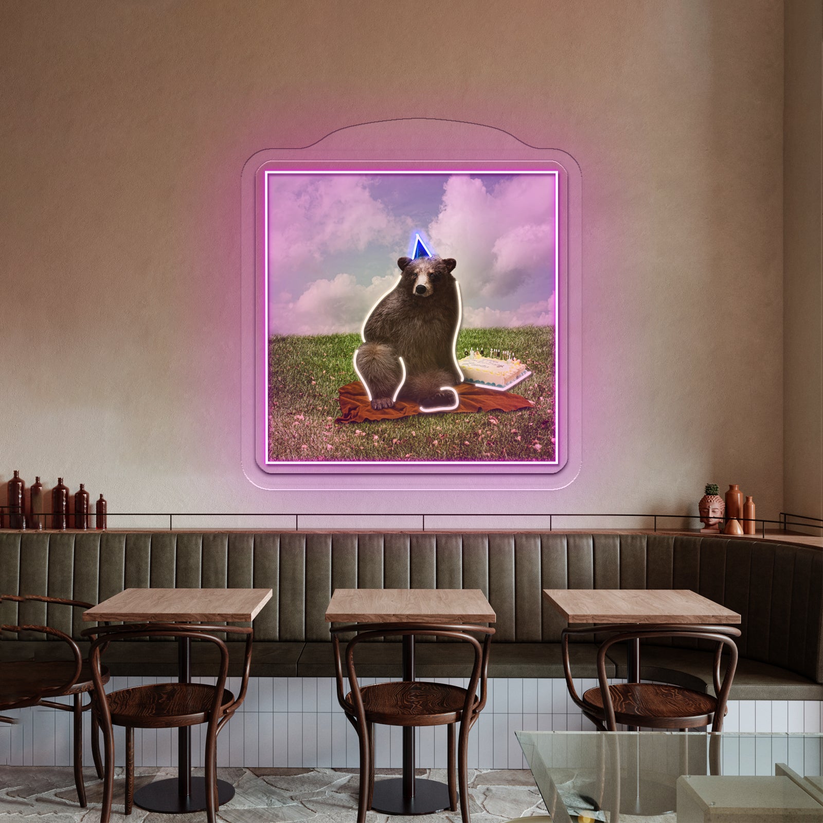 Birthday Bear Artwork Led Neon Sign