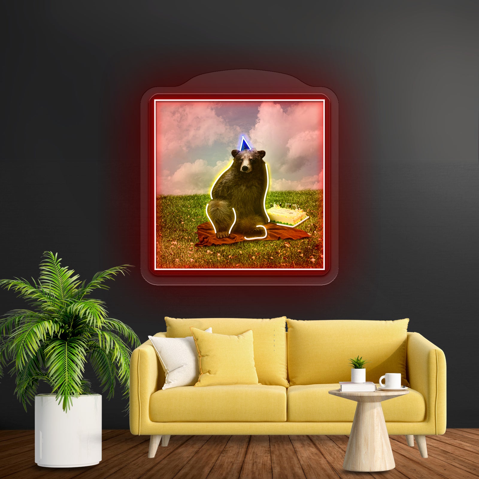 Birthday Bear Artwork Led Neon Sign