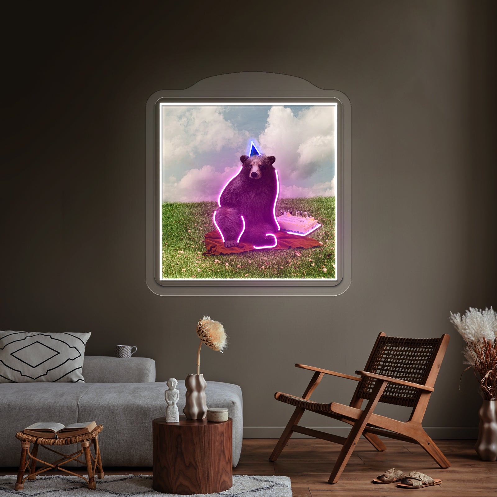 Birthday Bear Artwork Led Neon Sign