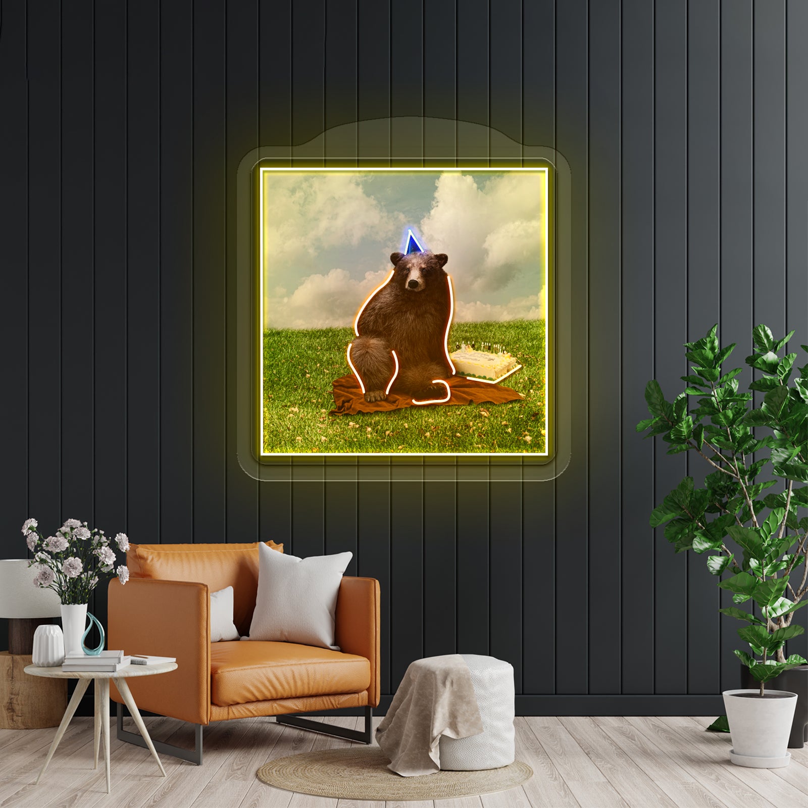 Birthday Bear Artwork Led Neon Sign