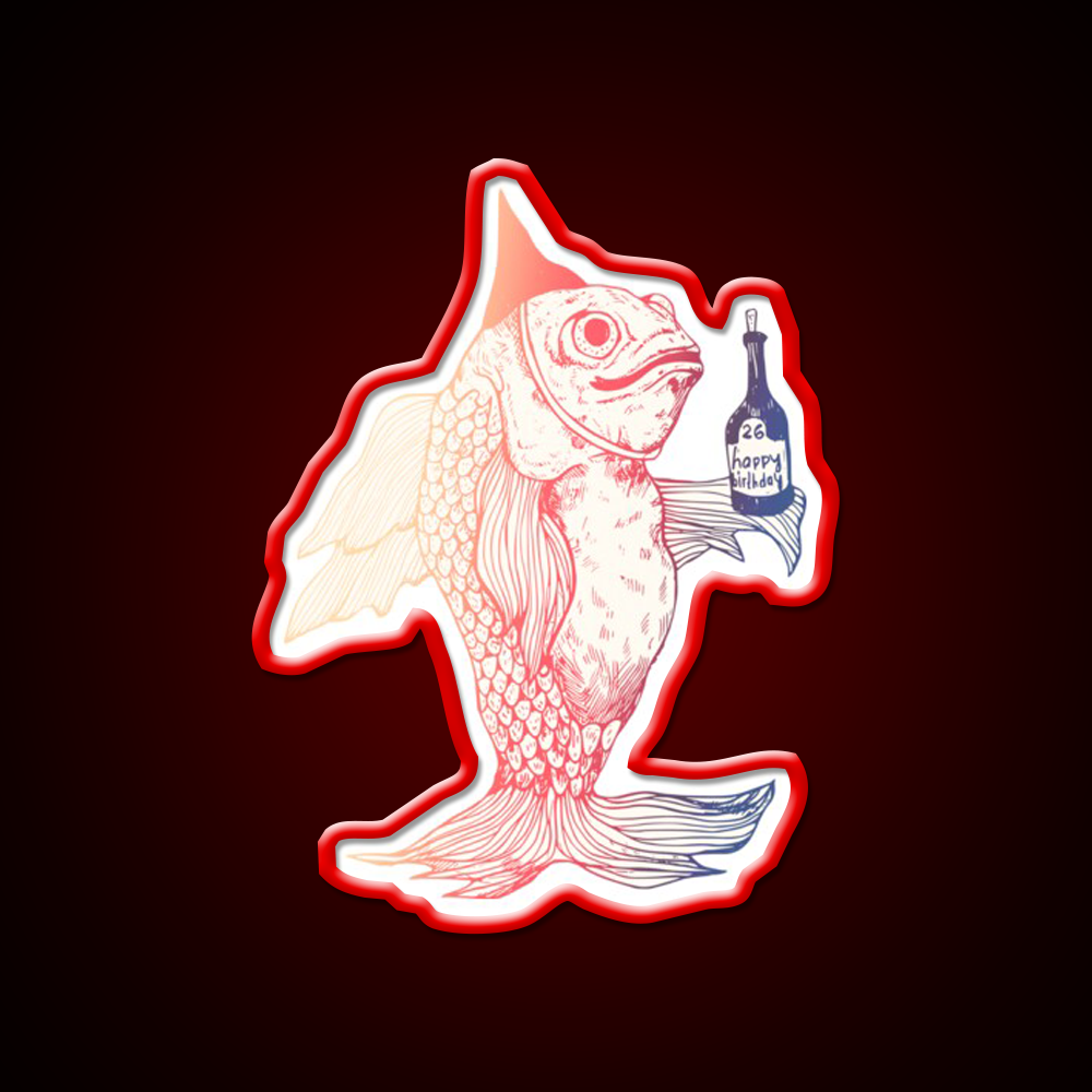 Birthday Fish Man Cave Bar Led Neon Sign Rgb Color