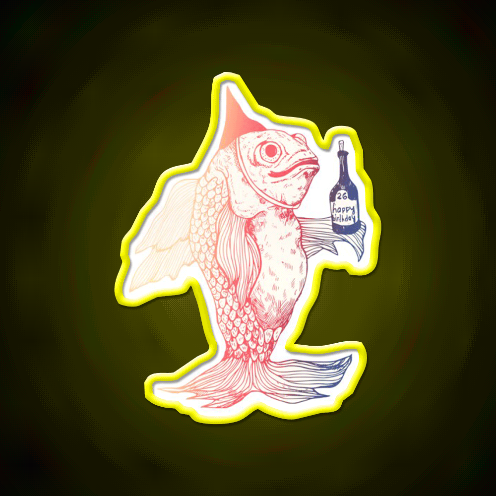 Birthday Fish Man Cave Bar Led Neon Sign Rgb Color