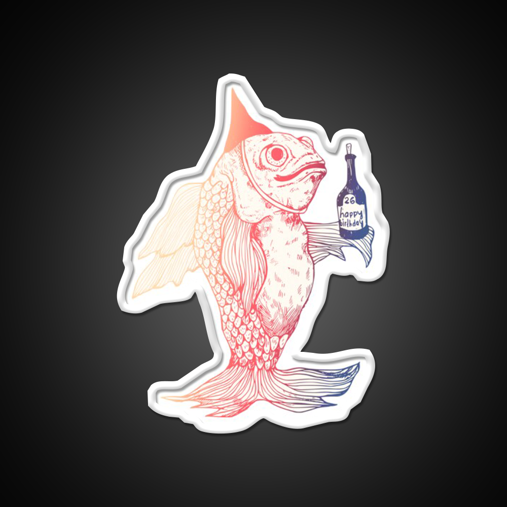 Birthday Fish Man Cave Bar Led Neon Sign Rgb Color