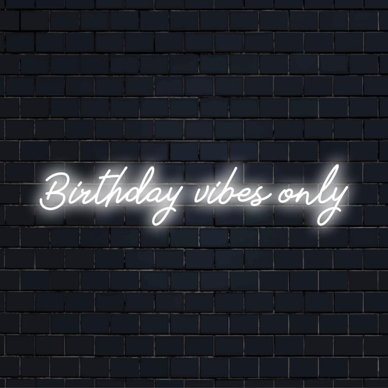 Birthday Vibes Only White Glow Script Led Neon Sign For Indoor Party Decor | Shineneon