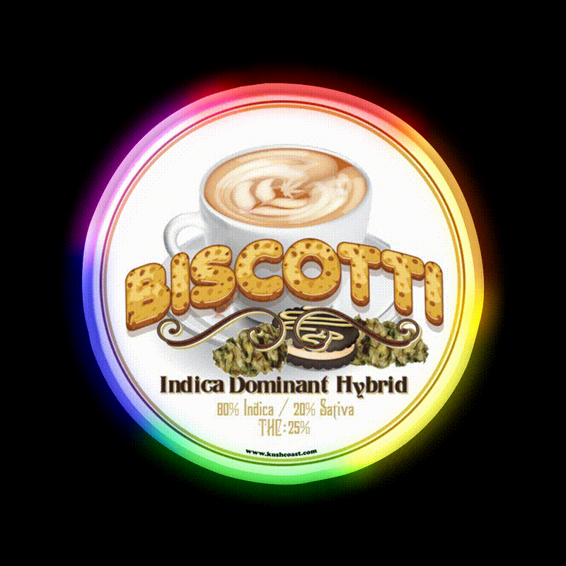 Biscotti Strain Art Hemp Inspired Green Leaf Led Neon Sign Rgb Color - LED neon sign close-up detail