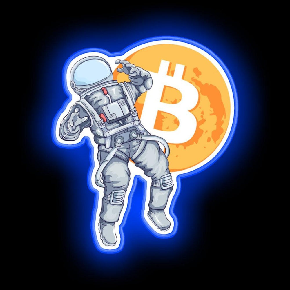 Bitcoin Astronaut Btc Mooning Neon Sign