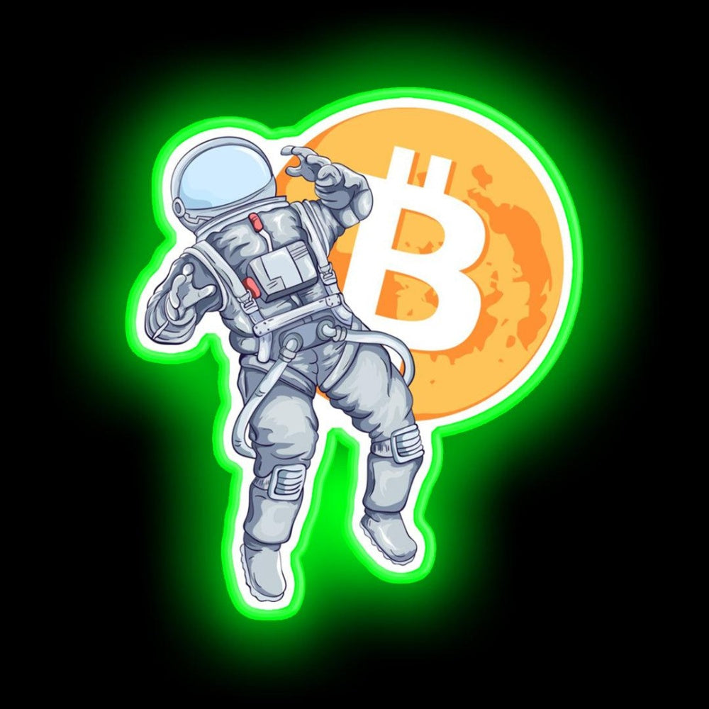 Bitcoin Astronaut Btc Mooning Neon Sign