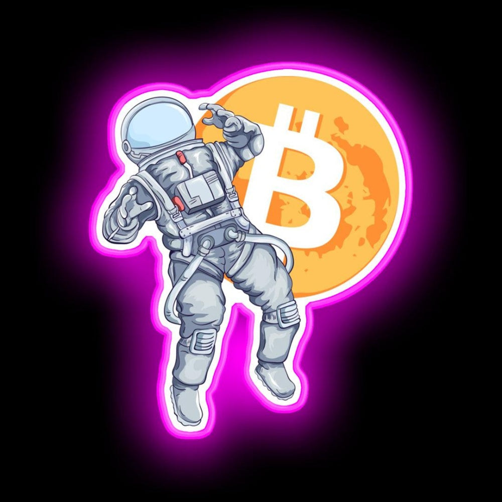 Bitcoin Astronaut Btc Mooning Neon Sign