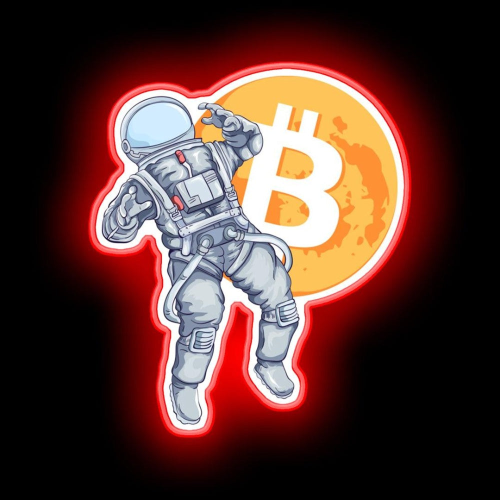 Bitcoin Astronaut Btc Mooning Neon Sign