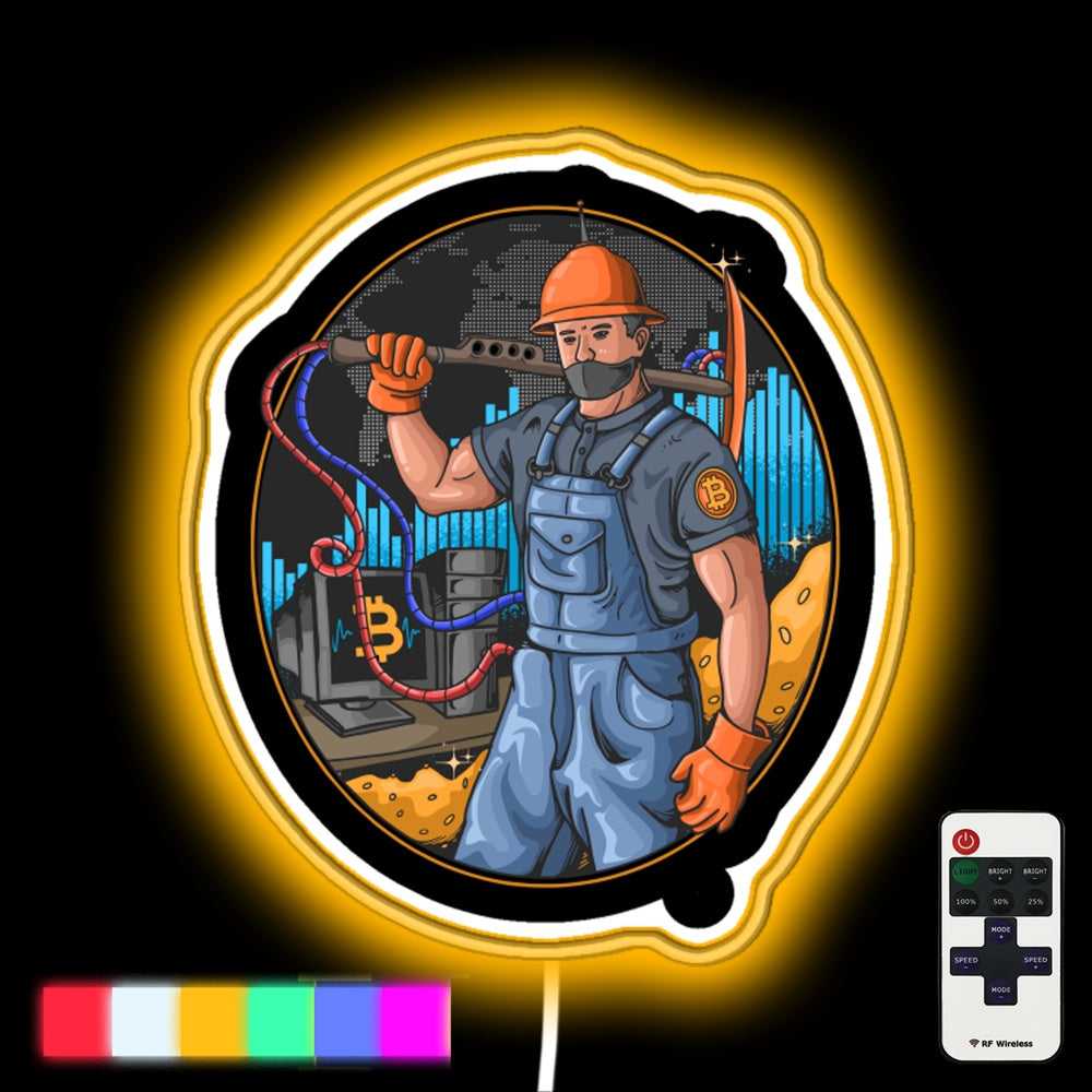 Bitcoin Miner Crypto Miner Led Neon Sign - Custom LED neon sign front view