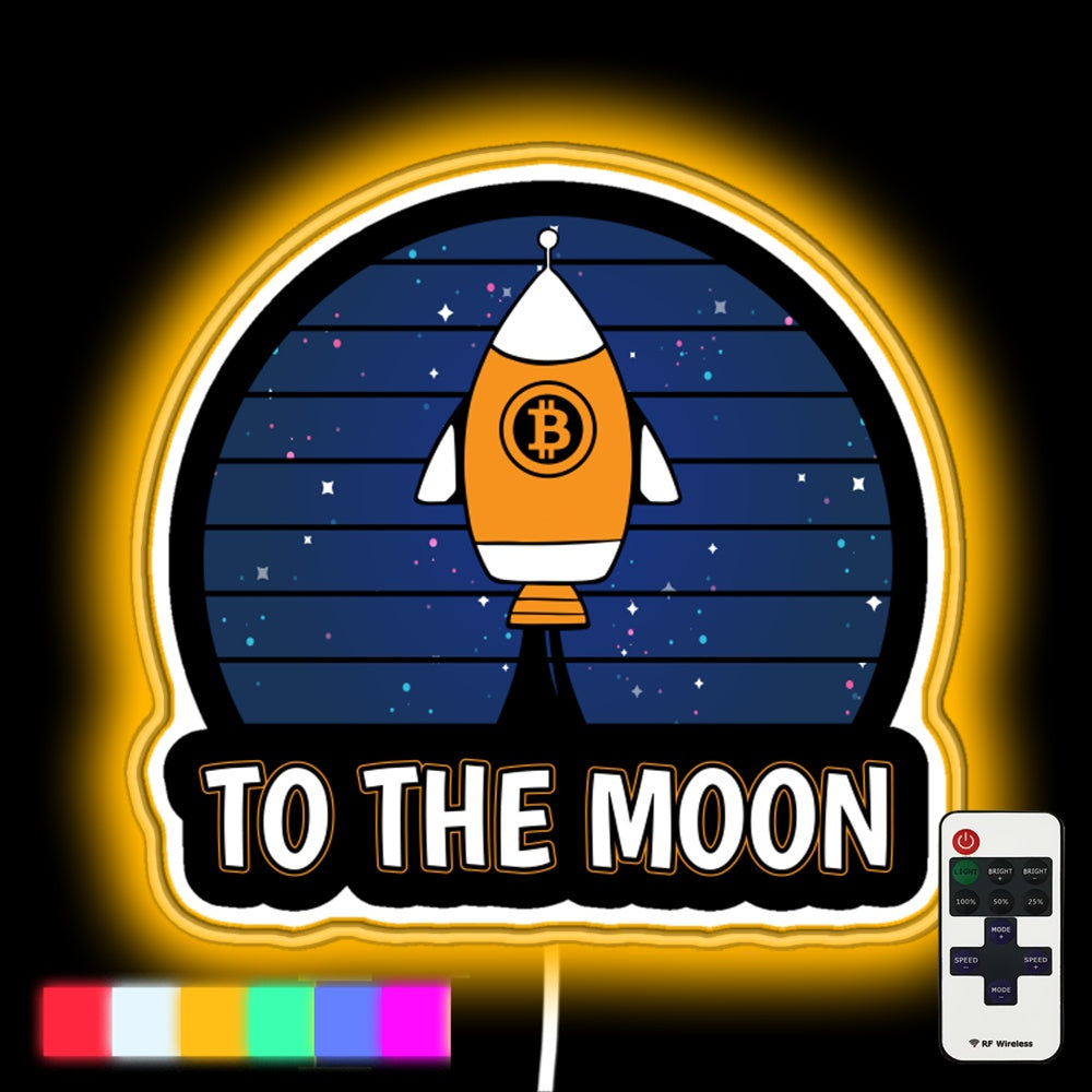 Bitcoin Rocket Bitcoin To The Moon Bitcoin Gift Led Neon Sign - Custom LED neon sign front view
