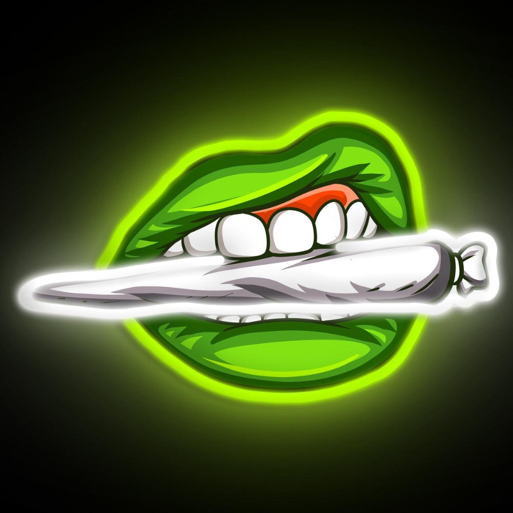 Bite The Weed Neon Sign Pop Art - Custom LED neon sign front view