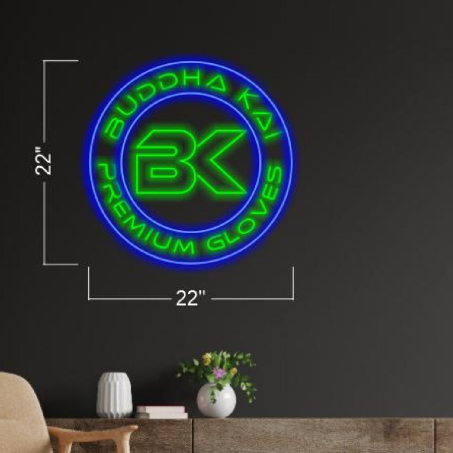 Bk Circular Blue-Green Led Neon Sign For Home Business Decor | Shineneon
