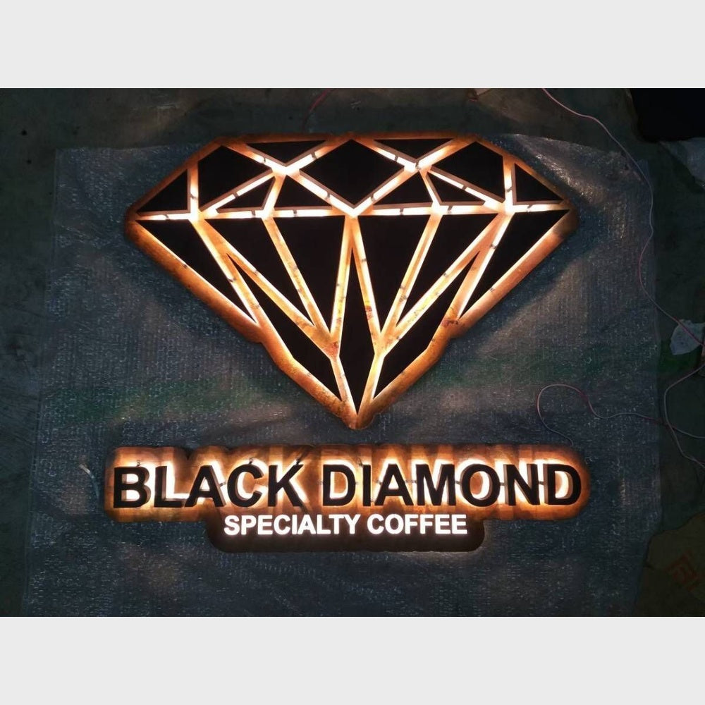 Black Diamond Specialty Coffee 3D Backlit Channel Letters Led Light Sign