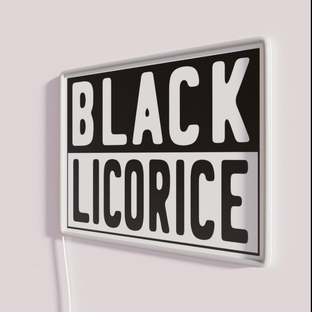 Black Licorice Rgb Led Neon Sign - Neon sign mounted on wall in room