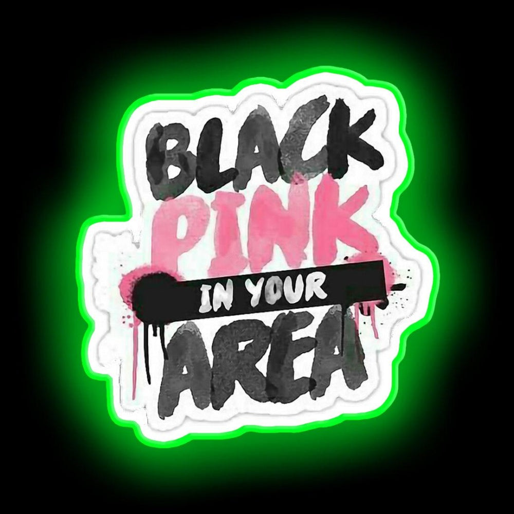 Black Pink In Your Area Design Neon Sign - Size and dimension reference