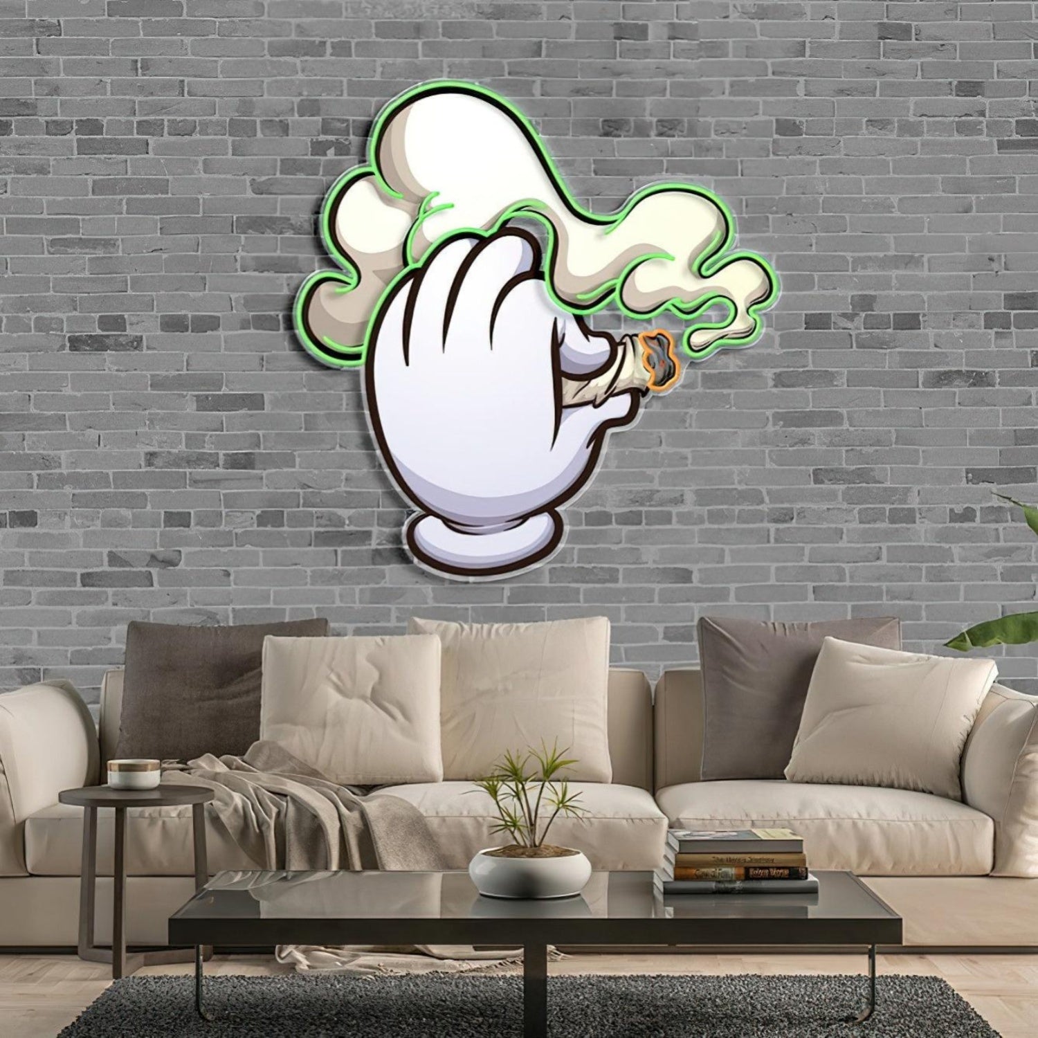 Blaze It Cartoon Hand Led Neon Sign With Green Smoke Orange Ember Urban Decor | Shineneon