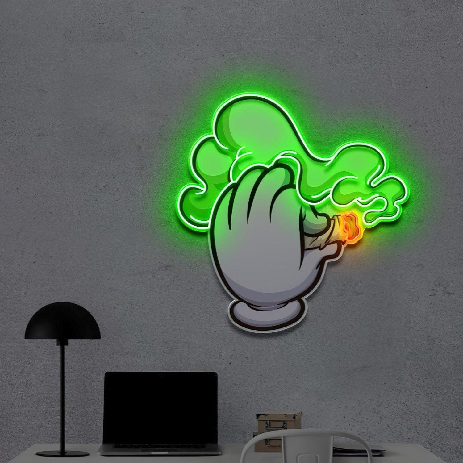 Blaze It Cartoon Hand Led Neon Sign With Green Smoke Orange Ember Urban Decor | Shineneon