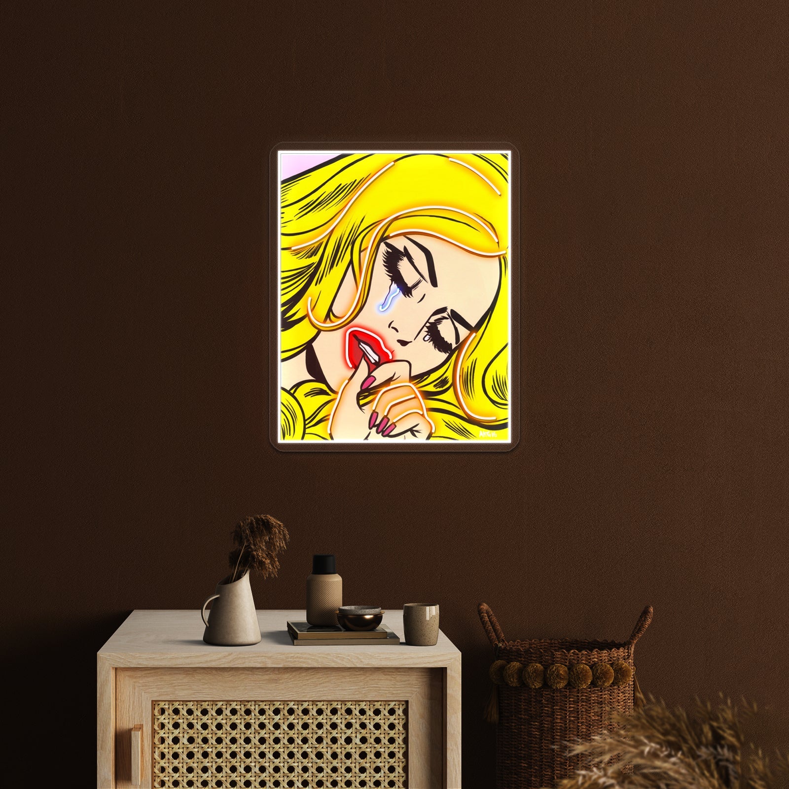 Blonde Crying Comic Girl Artwork Led Neon Sign - Shineneon
