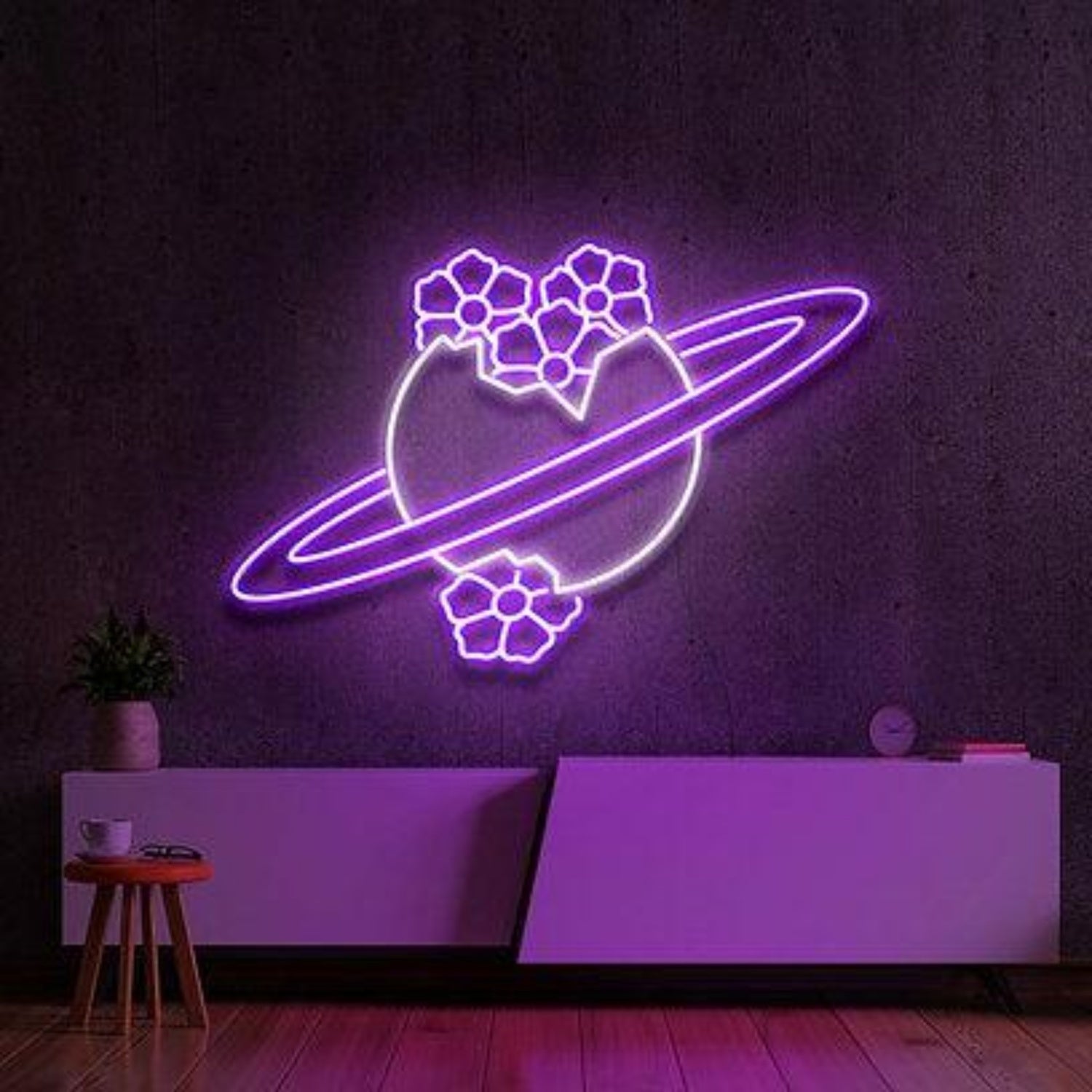 Blooming Jupiter Planet Flower Led Neon Sign For Indoor Decor | Shineneon