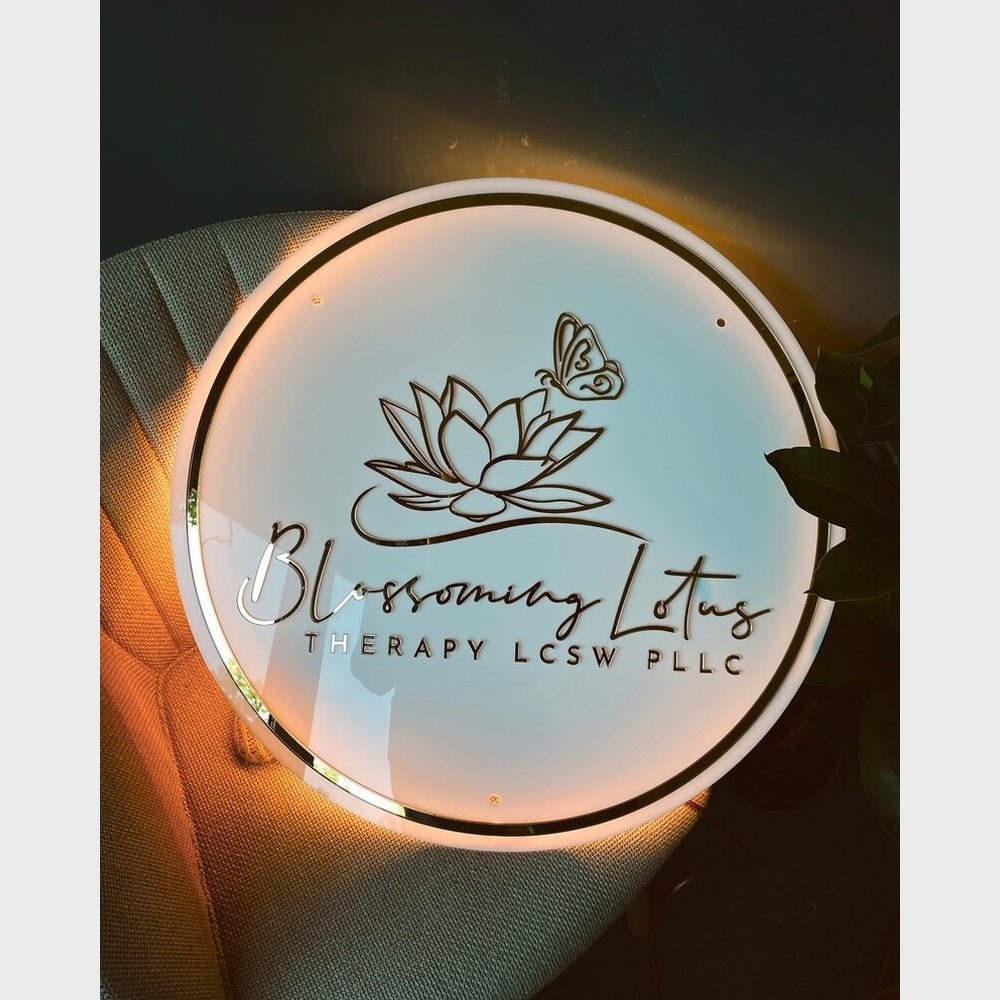 Blossoming Lotus Therapy Acrylic Business Logo Sign - Shineneon