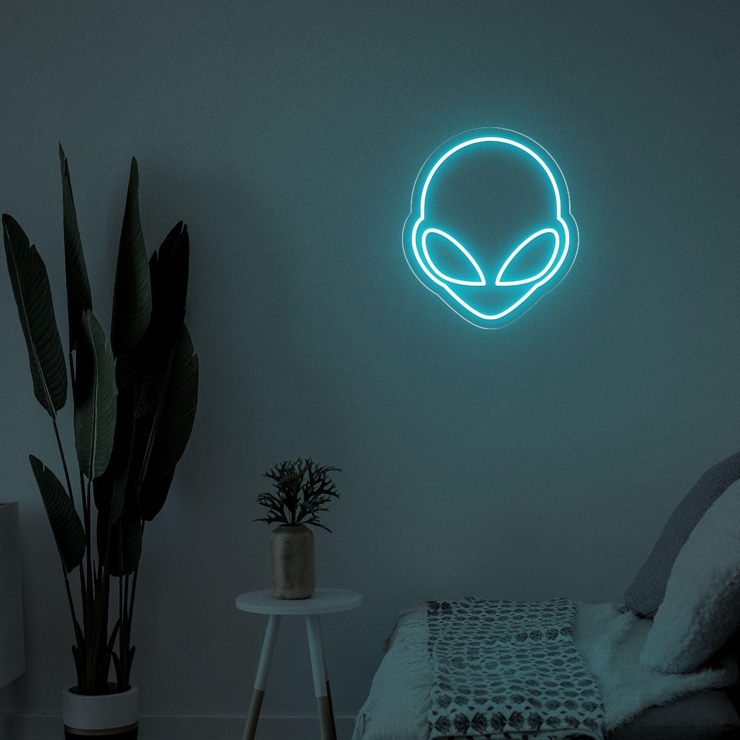 Blue Alien Head Led Neon Sign For Sci-Fi Bedroom Wall Decor | Shineneon