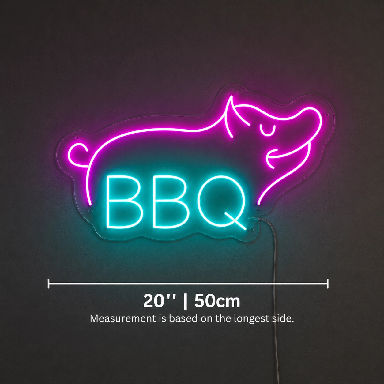 Blue BBQ Pig Outline Neon Sign LED Neon Sign size image