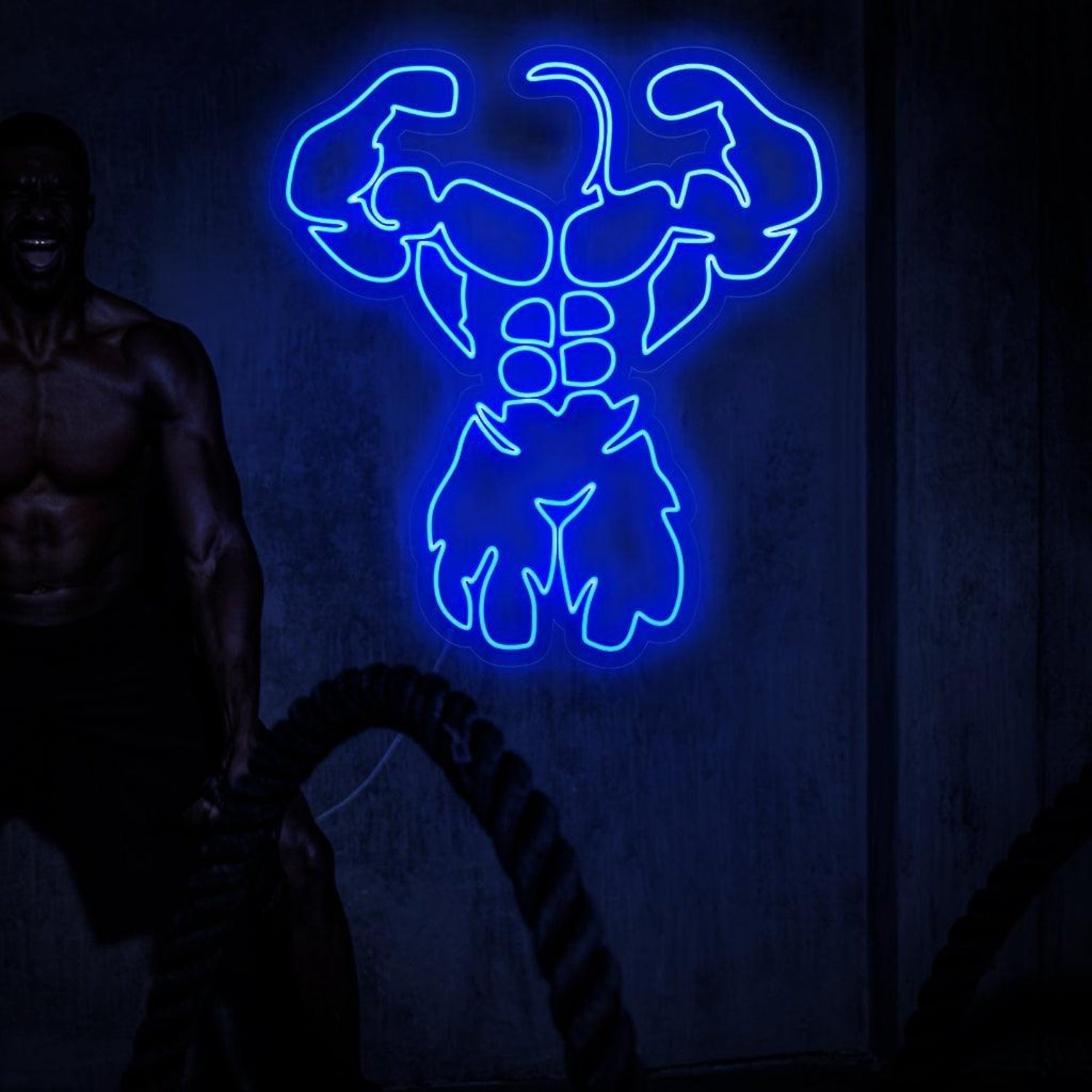 Blue Bodybuilder Fitness Led Neon Sign For Gym Wall Decor | Shineneon