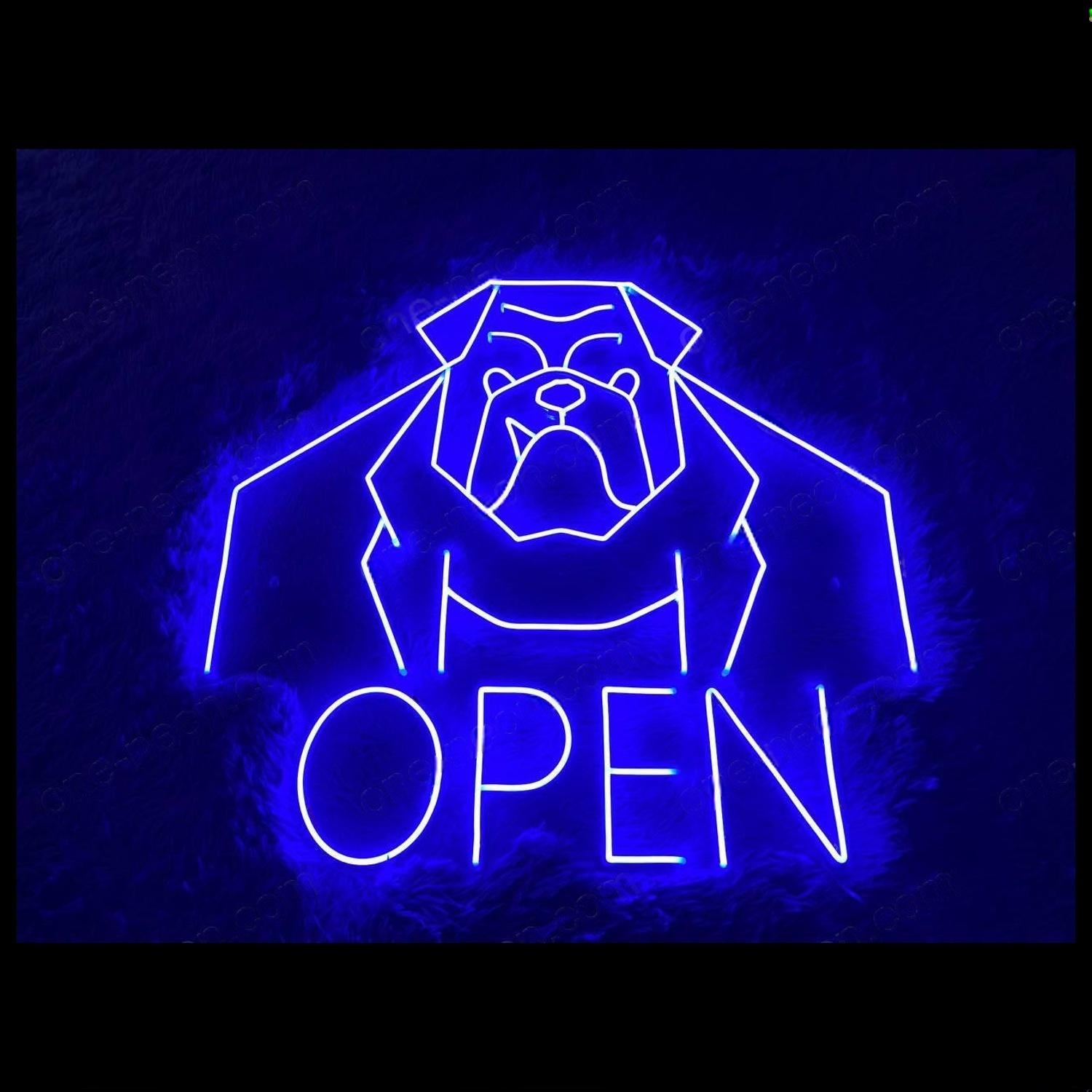 Blue Bulldog Open Led Neon Sign For Storefront Nighttime Decor | Shineneon