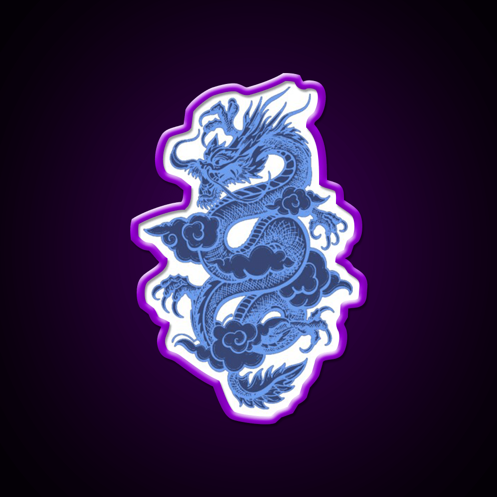 Blue Chinese Dragon Led Neon Sign Chinese Food Rgb Color - Shineneon