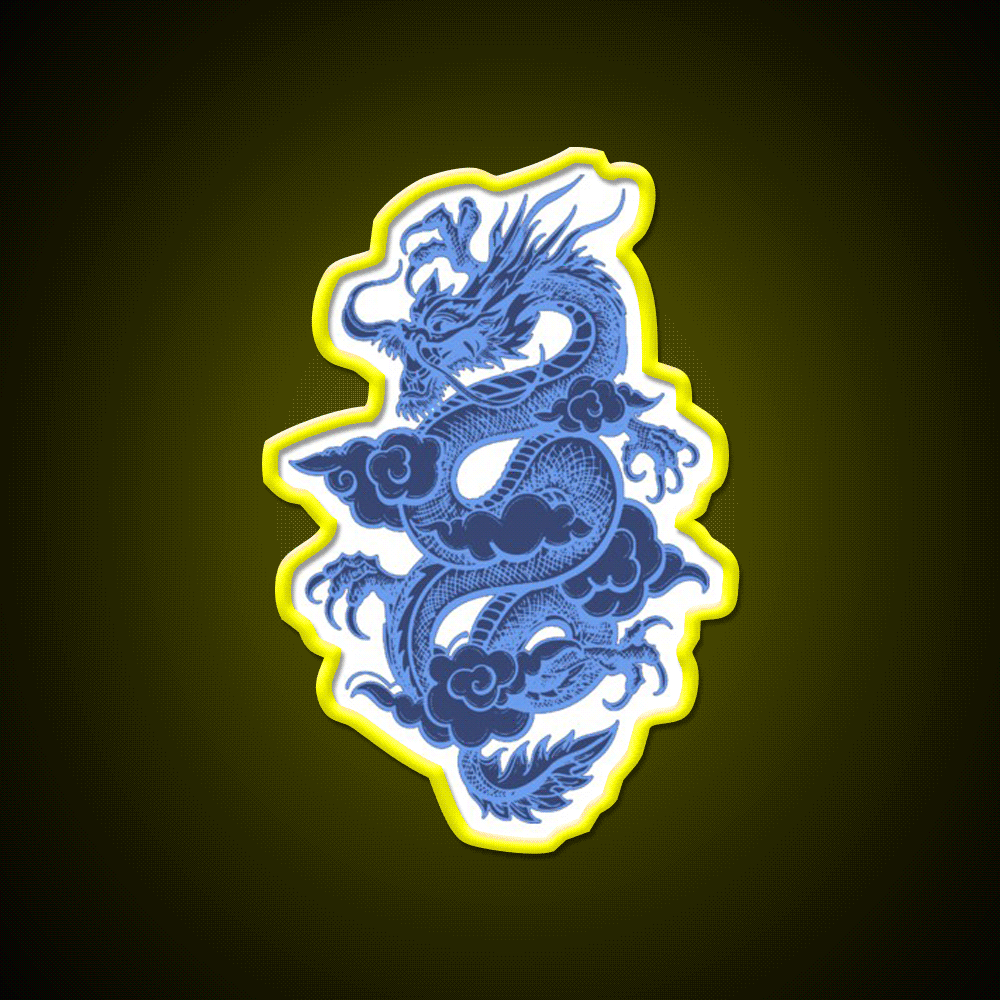Blue Chinese Dragon Led Neon Sign Chinese Food Rgb Color