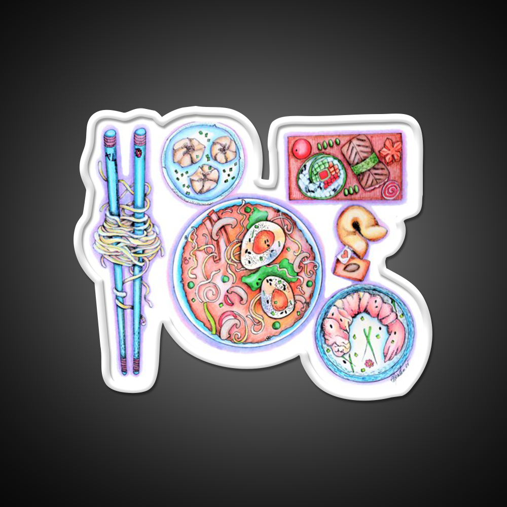 Blue Chopsticks Noodles Led Neon Sign Chinese Food Rgb Color
