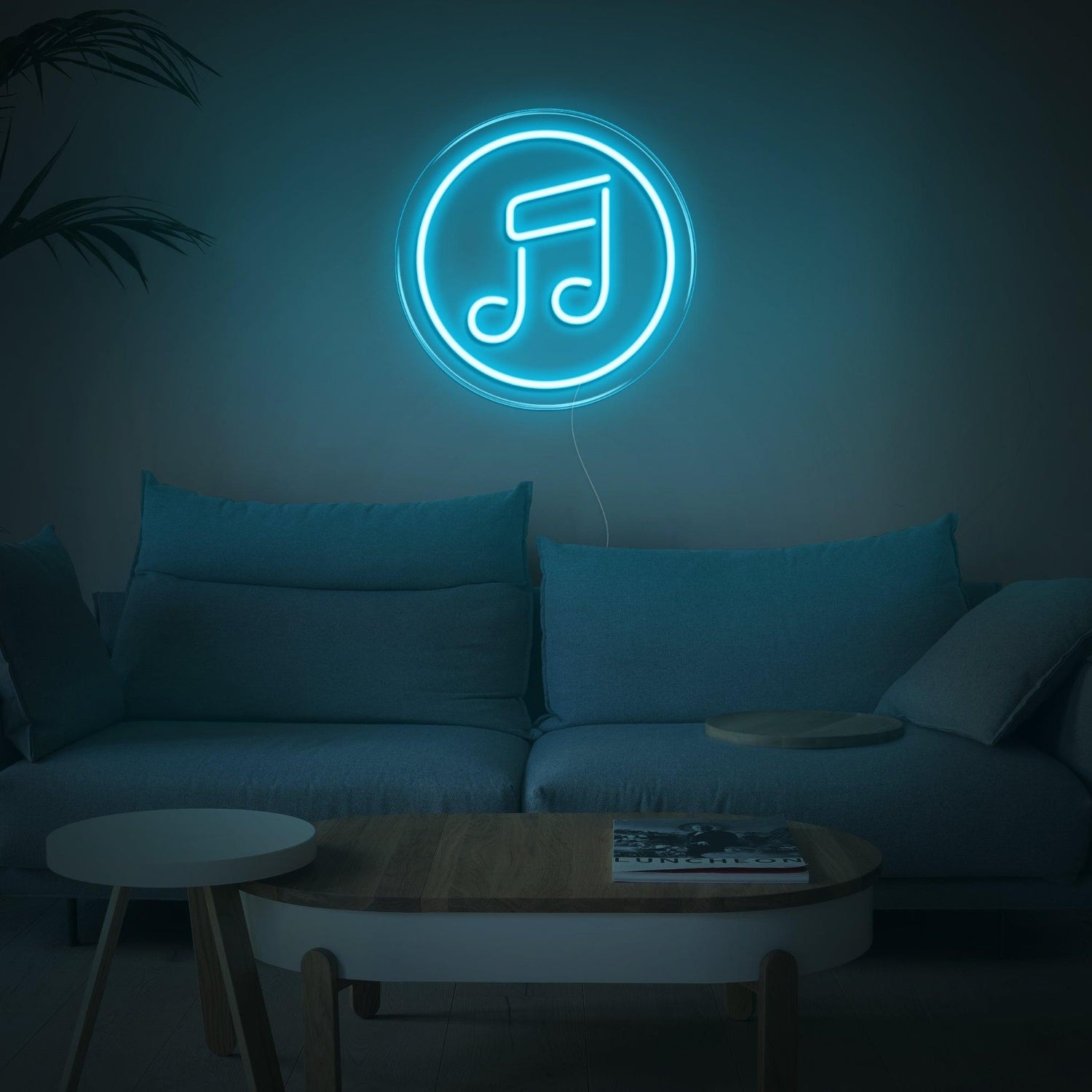 Blue Circular Music Note Led Neon Sign For Home Wall Decor | Shineneon