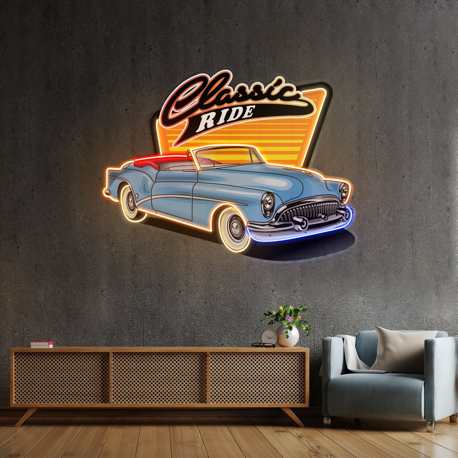 Blue Classic Car Led Neon Sign Light Custom Led Signs - Shineneon