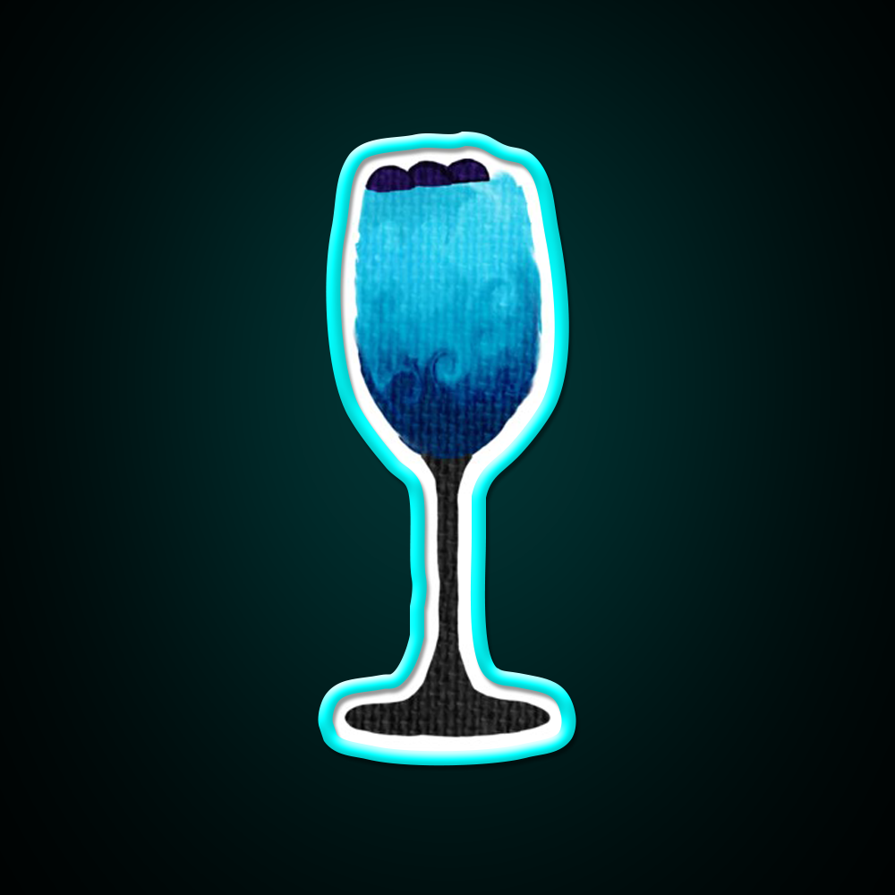 Blue Cocktail Bar Decor Led Neon Sign Rgb Color - Size and dimension reference