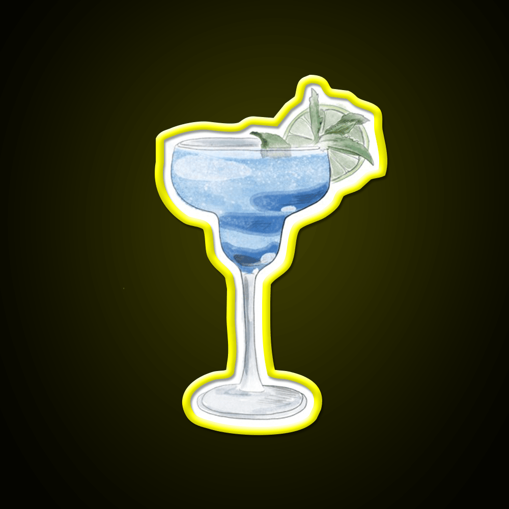 Blue Cocktail Watercolor Illustration Cocktail Bar Decor Led Neon Sign Rgb Color - Shineneon