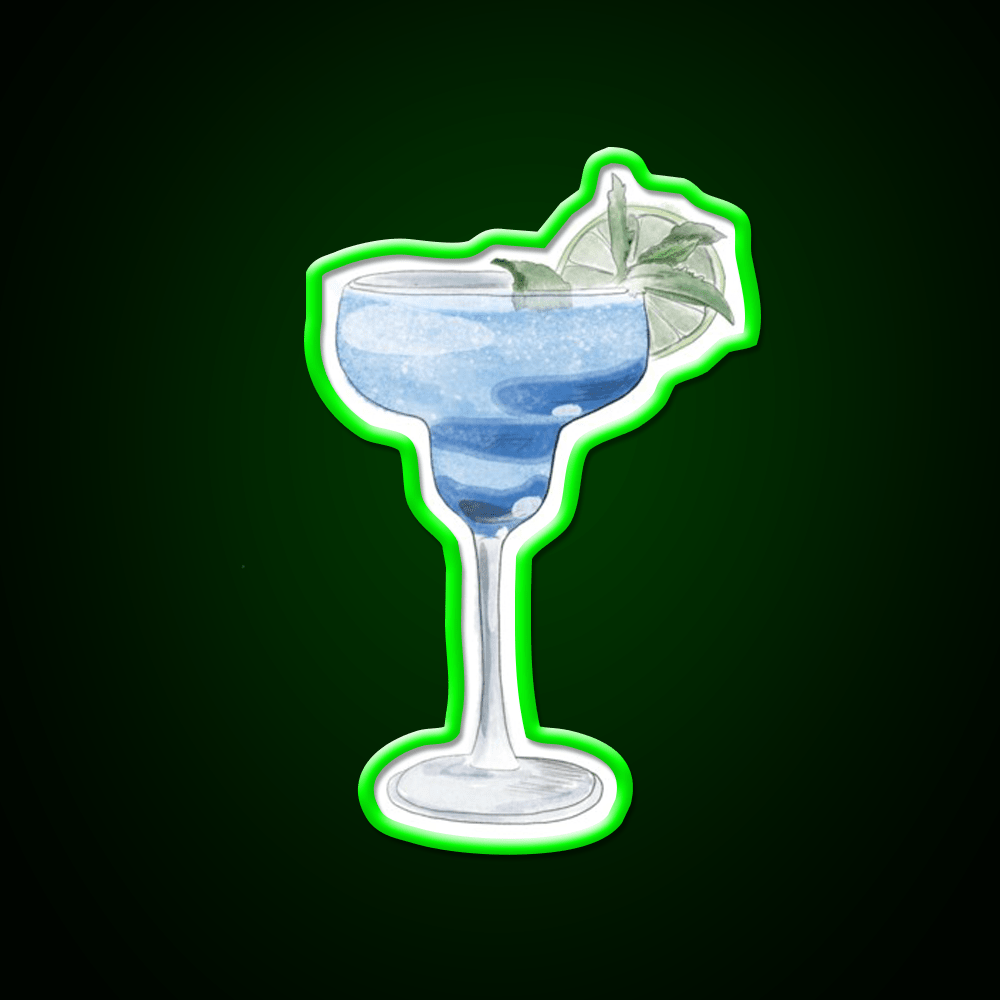 Blue Cocktail Watercolor Illustration Cocktail Bar Decor Led Neon Sign Rgb Color - Shineneon
